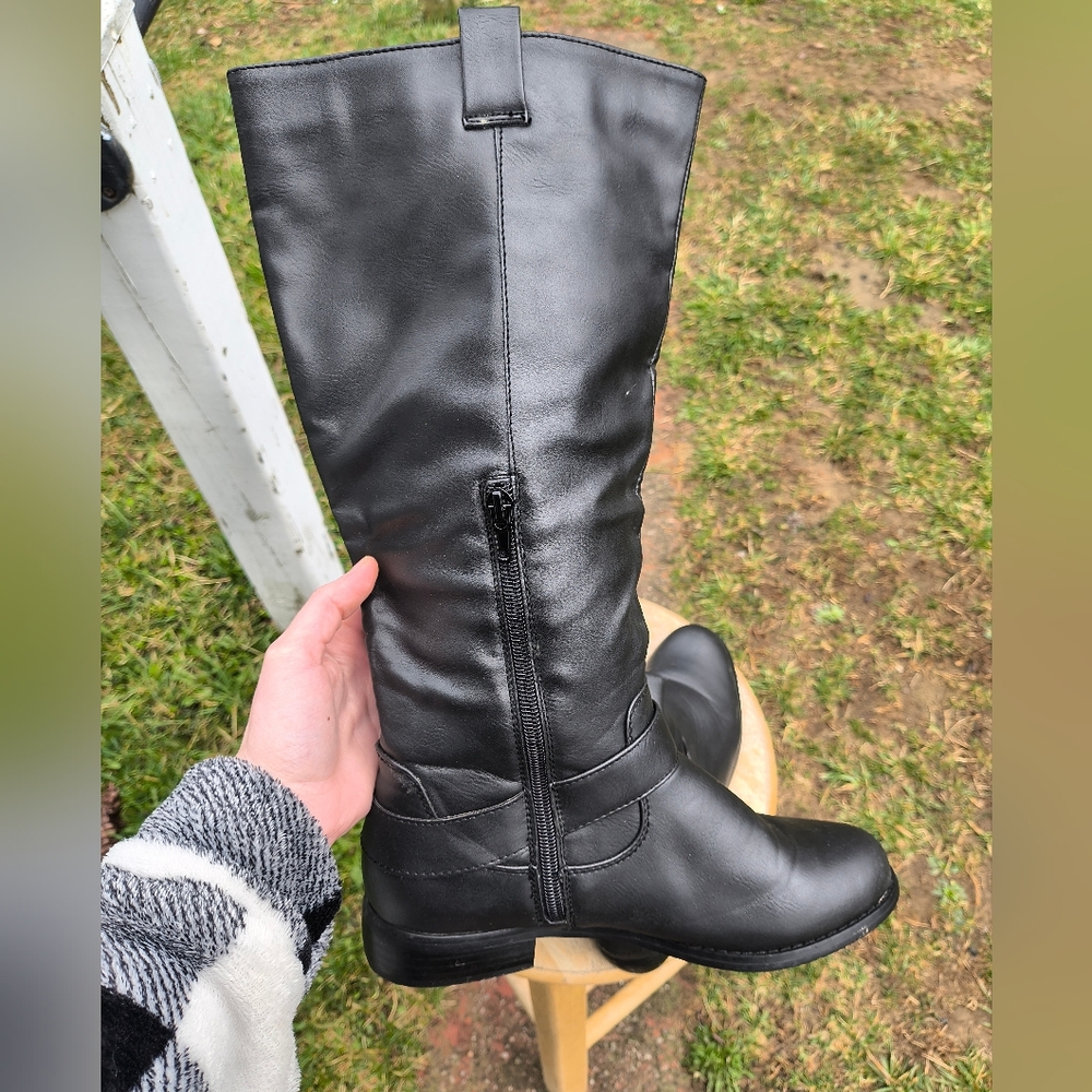 CLOSET CLOSEDOWN⚠️🚨Rampage Jet Black Womens Fashion Leather Boots